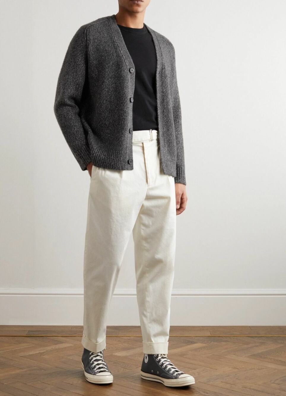 Theory Sweater Mens Large Alvin Knitted Cardigan Wool Yak Chunky Knit Minimalist
